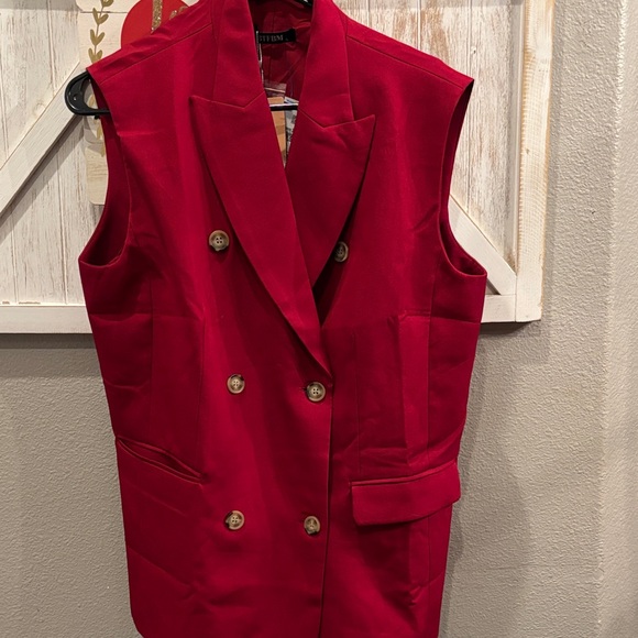 NWT BYFBM Red Double-Breasted Sleeveless vest and shorts - Picture 3 of 6